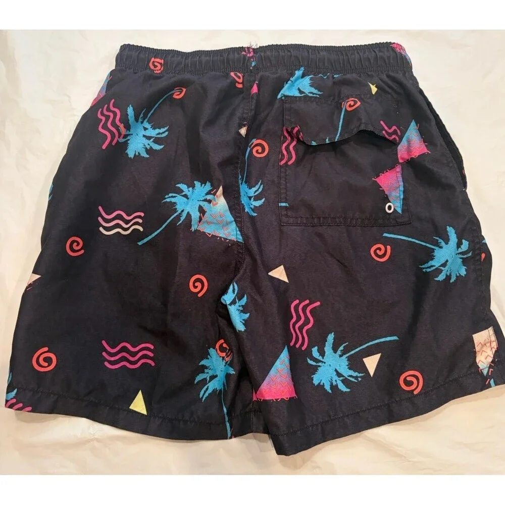 Arizon Swimtrunks Men's M Black With 90s Inspired Vibrant Pattern 6